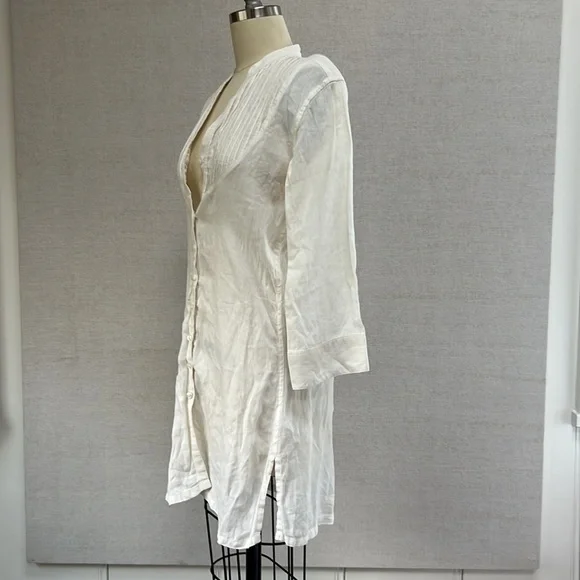 Marks & Spencers White Linen Long Shirt - 10 (M) - Picture 3 of 7
